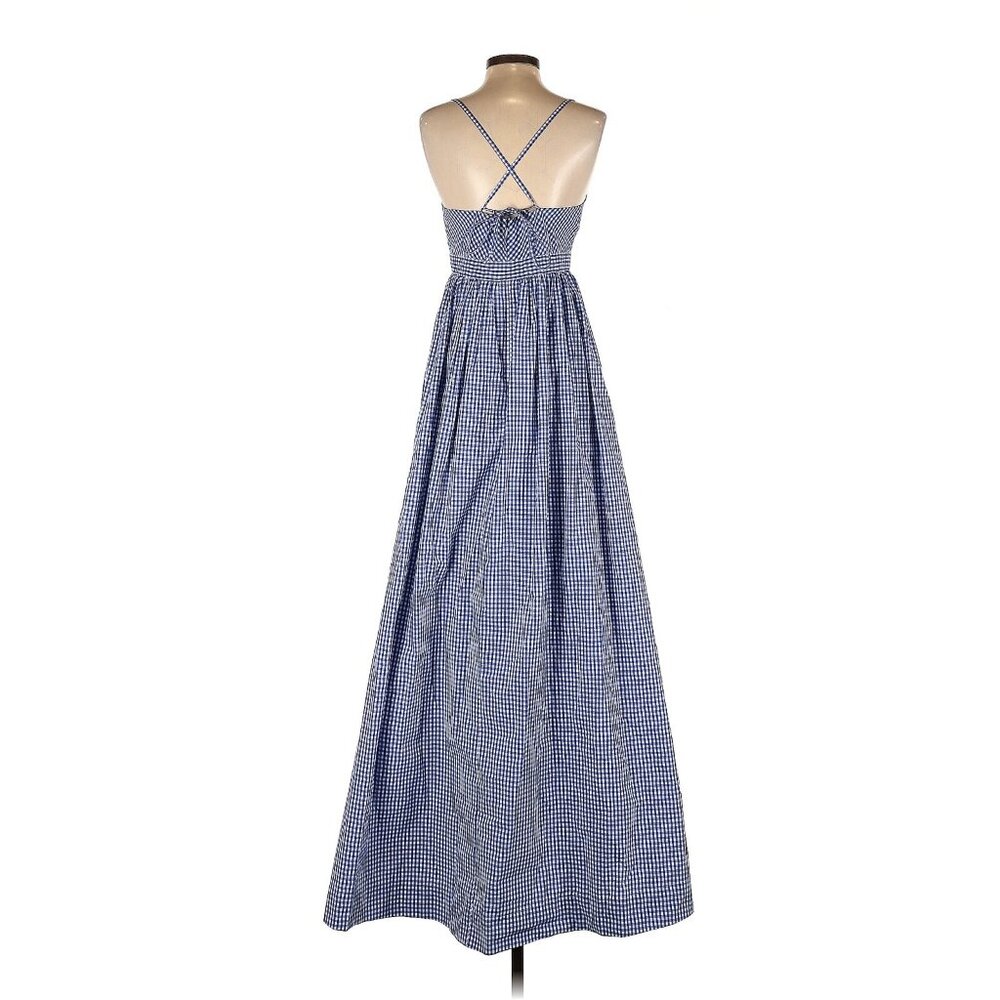NWT J.Crew Long Spaghetti-Strap Maxi in White Blue Gingham Cotton Dress 6 - Picture 7 of 12
